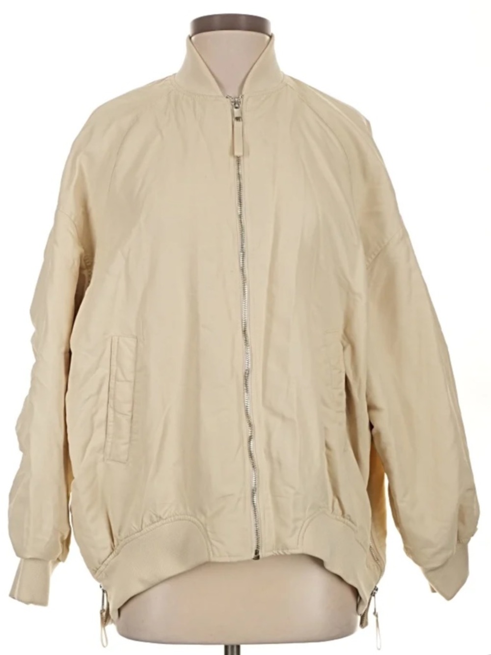 ZARA Water Repellent Oversized Bomber in Ecru XS